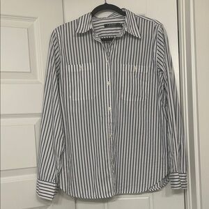 Polo Ralph Lauren Blue and White Striped Button Down Shirt